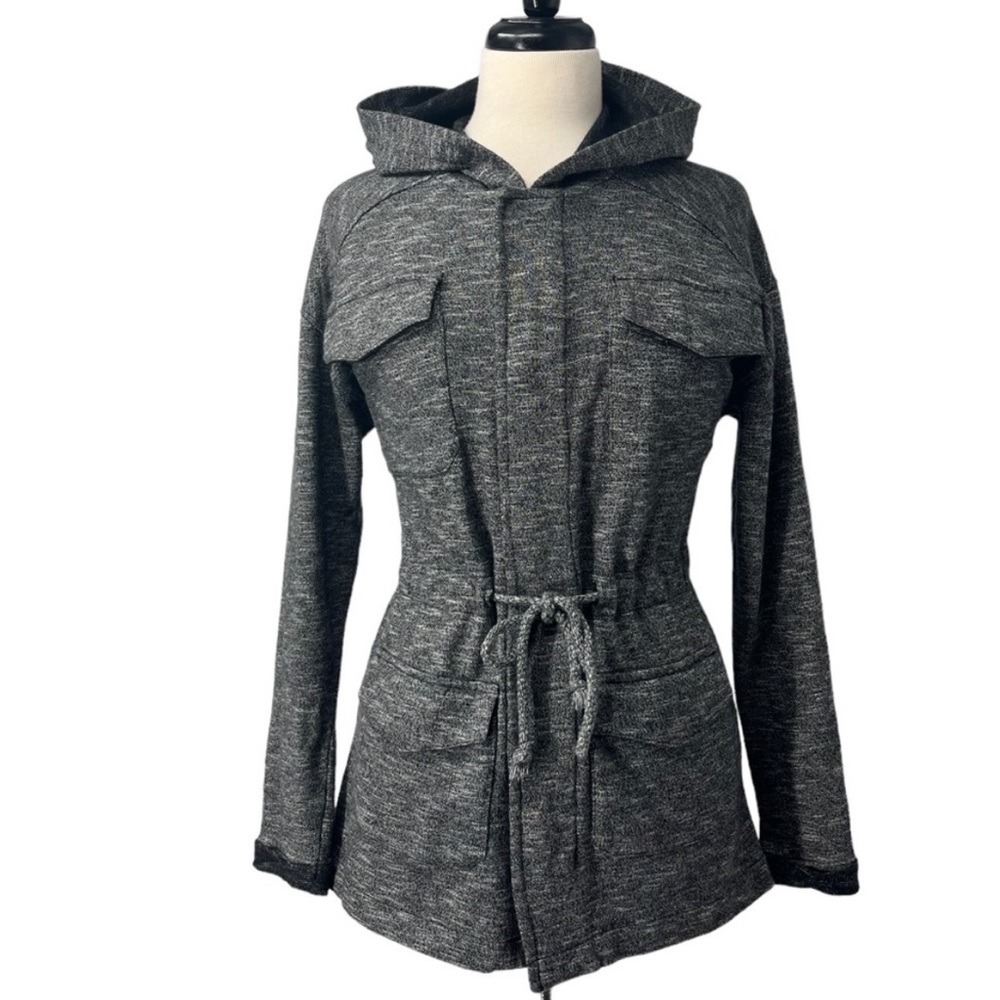 Lucky Lotus Cinched Waist Hooded Jacket